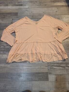 True Craft 3x womens light peach womens long sleeve blouse